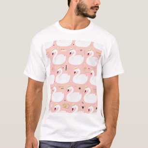 Nahtloses Muster mit weißen Schwänen. T-Shirt