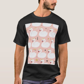 Nahtloses Muster mit weißen Schwänen. T-Shirt