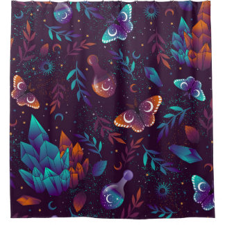 Nahtloses Muster mit Weltraumschmetterling, Krista Duschvorhang