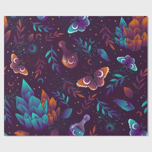 Nahtloses Muster mit Weltraumschmetterling, Krista Geschenkpapier (Flach)