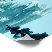 Nahtloses Muster mit Winterdorf im Wald Poster (Ecke)