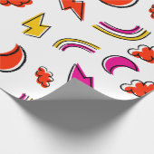 Nahtloses Muster mit Wolken-Blitz-Regenbogen Geschenkpapier (Ecke)