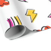 Nahtloses Muster mit Wolken-Blitz-Regenbogen Geschenkpapier (Rolleneckpunkt)