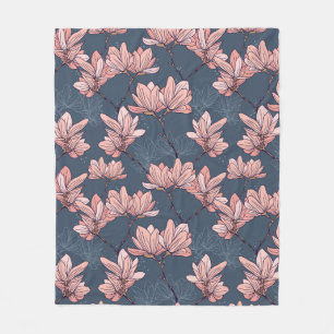 Nahtloses Muster mit wunderschönen magnolischen Bl Fleecedecke