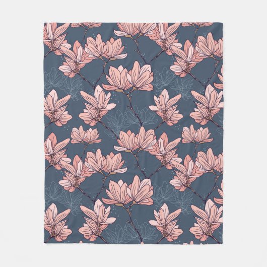 Nahtloses Muster mit wunderschönen magnolischen Bl Fleecedecke (Vorderseite)