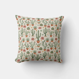 Nahtloses Muster mit Wüstenkakteen Sukkulenten Kissen