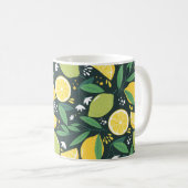 Nahtloses Muster mit Zitronen. Abstrakter Kunstdru Kaffeetasse (VorderseiteRechts)