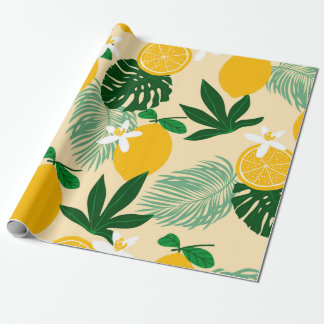 Nahtloses Muster mit Zitronen und exotischen Palme Geschenkpapier