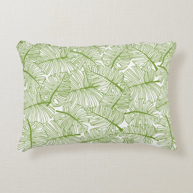 Nahtloses Muster Monstera verlasse den Hintergrund Dekokissen (Vorderseite)