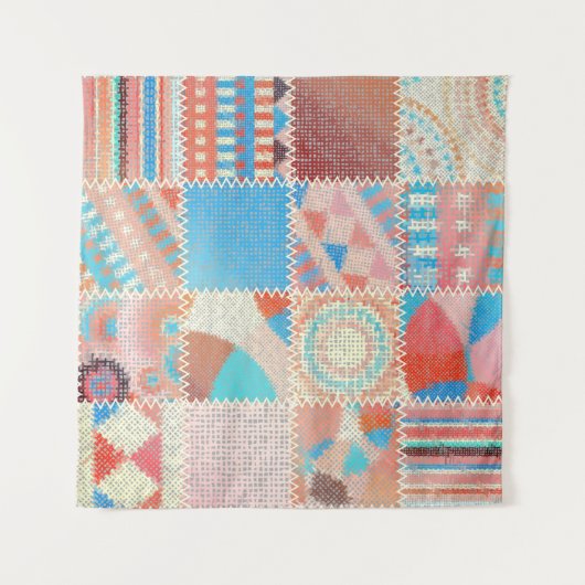 Nahtloses Muster. Nachahmung eines Patchwork-Muste Wandteppich (Vorderseite (Horizontal))