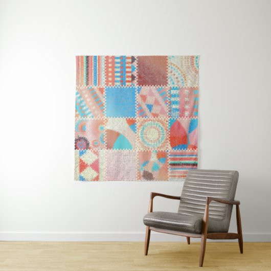 Nahtloses Muster. Nachahmung eines Patchwork-Muste Wandteppich (Beispiel (Horizontal))