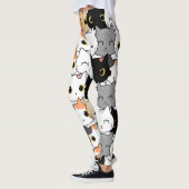 Nahtloses Muster Niedlich Kawaii Cats Herzlinie Leggings (Links)