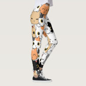 Nahtloses Muster Niedlich Kawaii Cats Herzlinie Leggings (Rechts)