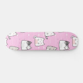 Nahtloses Muster Niedlich Kawaii Cats Herzlinie Skateboard (Horizontal)