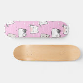 Nahtloses Muster Niedlich Kawaii Cats Herzlinie Skateboard (Horizontal)