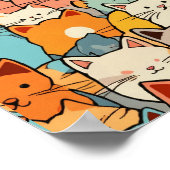 Nahtloses Muster Niedlich Kawaii Cats Poster (Ecke)