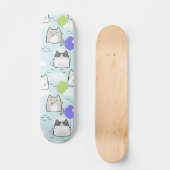 Nahtloses Muster Niedlich Kawaii Wolken Wolken Skateboard (Vorderseite)