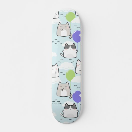 Nahtloses Muster Niedlich Kawaii Wolken Wolken Skateboard (Vorne)