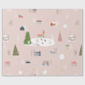 Nahtloses Muster Niedliche Weihnachtslandschaft im Geschenkpapier (Flach)