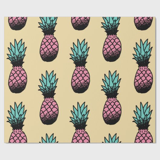 Nahtloses Muster niedlicher handgezogener Ananas Geschenkpapier (Flach)