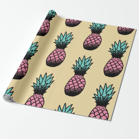 Nahtloses Muster niedlicher handgezogener Ananas Geschenkpapier (Ungerollt)