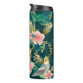 Nahtloses Muster niedlicher Kakatielpapagei sitzt  Thermosbecher (Nach rechts gedreht)