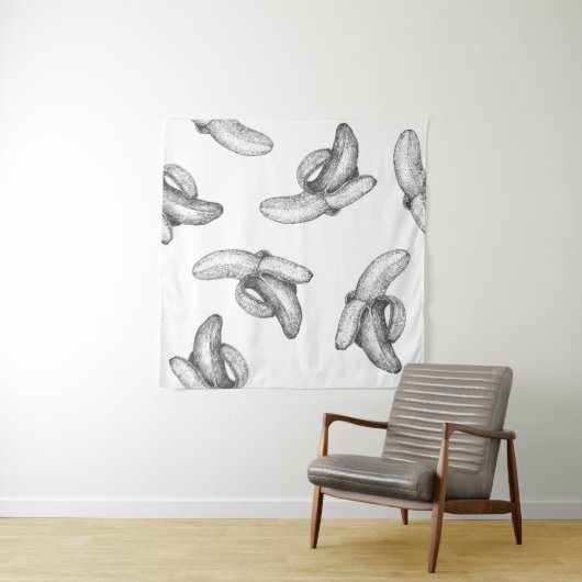 Nahtloses Muster oder Hintergrund mit Banane. Wandteppich (Beispiel (Horizontal))