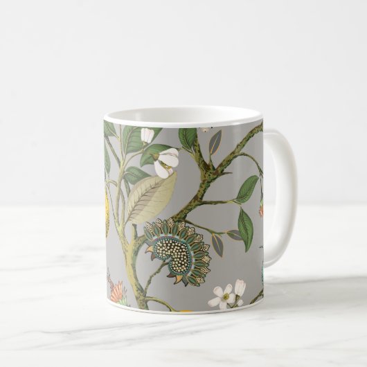 Nahtloses Muster ohne Blumen. Botanische Tapete. P Kaffeetasse (VorderseiteRechts)
