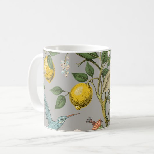 Nahtloses Muster ohne Blumen. Botanische Tapete. P Kaffeetasse (Vorderseite Links)