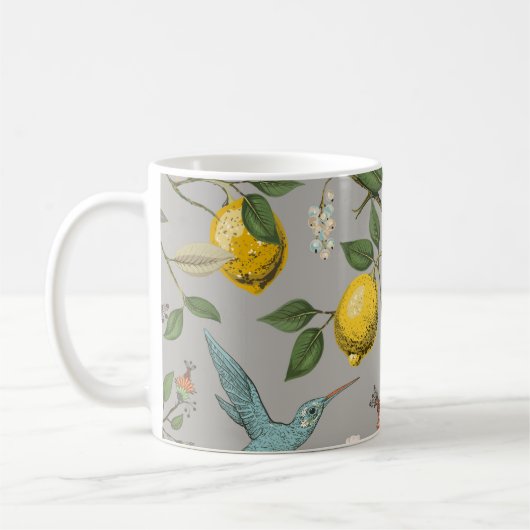 Nahtloses Muster ohne Blumen. Botanische Tapete. P Kaffeetasse (Links)