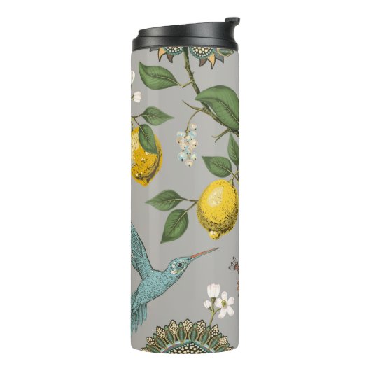 Nahtloses Muster ohne Blumen. Botanische Tapete. P Thermosbecher (Nach links gedreht)