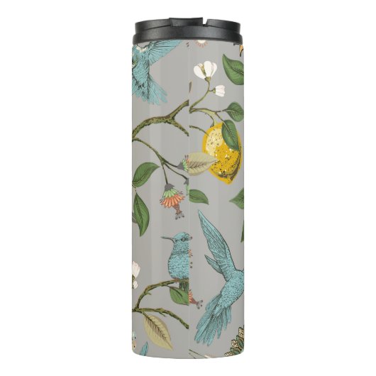 Nahtloses Muster ohne Blumen. Botanische Tapete. P Thermosbecher (Rückseite)