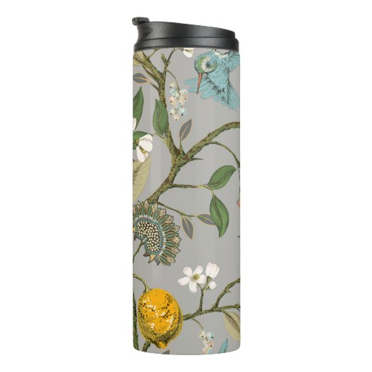 Nahtloses Muster ohne Blumen. Botanische Tapete. P Thermosbecher (Nach rechts gedreht)