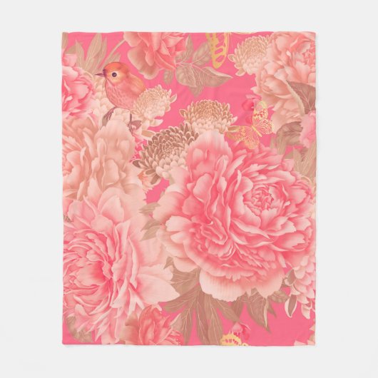 Nahtloses Muster ohne Blumen. Gartenrosa Blume Fleecedecke (Vorderseite)