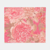 Nahtloses Muster ohne Blumen. Gartenrosa Blume Fleecedecke (Vorderseite (Horizontal))