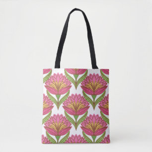 Nahtloses Muster ohne Blumen. Hellrote Blume Tasche