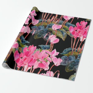Nahtloses Muster ohne Blumen. Rosa Cyclamen abgesc Geschenkpapier
