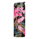 Nahtloses Muster ohne Blumen. Rosa Cyclamen abgesc Thermosbecher (Nach links gedreht)
