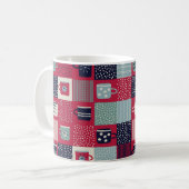 Nahtloses Muster, Patchwork mit handgezogenen Bech Kaffeetasse (Vorderseite Links)