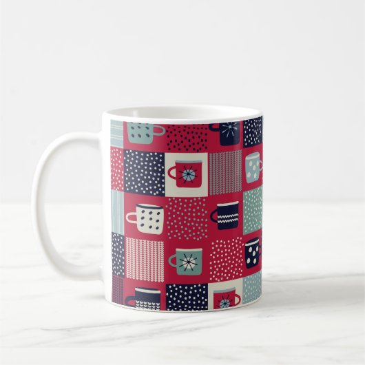 Nahtloses Muster, Patchwork mit handgezogenen Bech Kaffeetasse (Links)