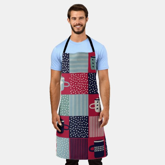 Nahtloses Muster, Patchwork mit handgezogenen Bech Schürze (Getragen)