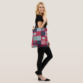 Nahtloses Muster, Patchwork mit handgezogenen Bech Tasche (Am Model)