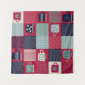 Nahtloses Muster, Patchwork mit handgezogenen Bech Wandteppich (Vorderseite (Horizontal))