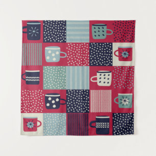 Nahtloses Muster, Patchwork mit handgezogenen Bech Wandteppich