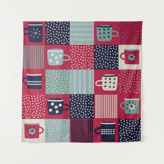 Nahtloses Muster, Patchwork mit handgezogenen Bech Wandteppich (Vorderseite)