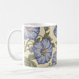 Nahtloses Muster. Petunien-Wildblumen-Set. Schön Kaffeetasse