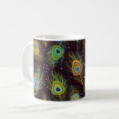 Nahtloses Muster "Pfauenfedern" Kaffeetasse (Vorderseite Links)
