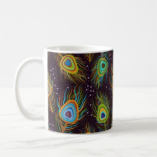 Nahtloses Muster "Pfauenfedern" Kaffeetasse (Links)
