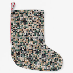 Nahtloses Muster. Quadrate bilden ein farbenfrohes Kleiner Weihnachtsstrumpf