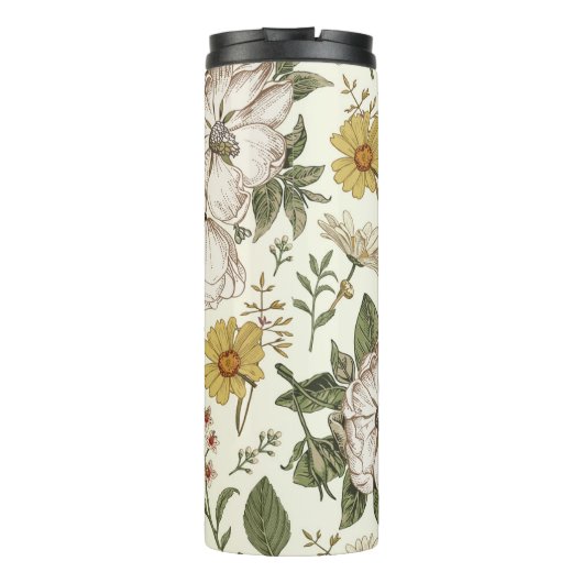 Nahtloses Muster. Realistischer, blühender abgesch Thermosbecher (Rückseite)